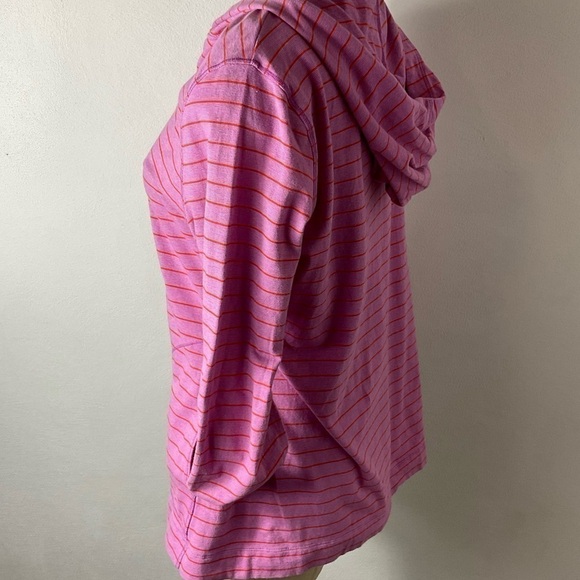 ❤️ Eddie Bauer Purple Orange Striped Sweatshirt Jacket Sz L - Picture 2 of 4